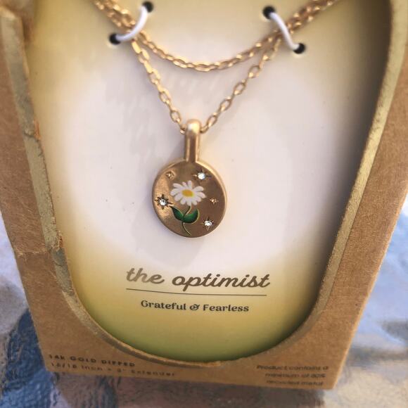 Bellisima Uno 14k Gold Dipped "Optimist" Flower Necklace - Picture 5 of 5